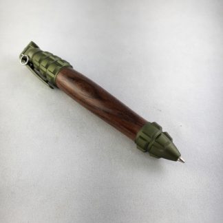 Grenade pen in OD olive drab green with cocobolo wood